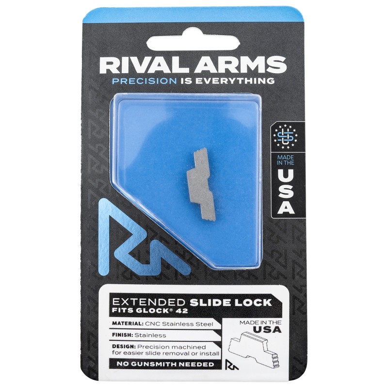 Rival Arms RARA80G004D Slide Lock  Extended Polished Stainless for Glock 42