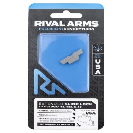 Rival Arms RARA80G003D Slide Lock  Extended Polished Stainless for Glock 43 43X 48