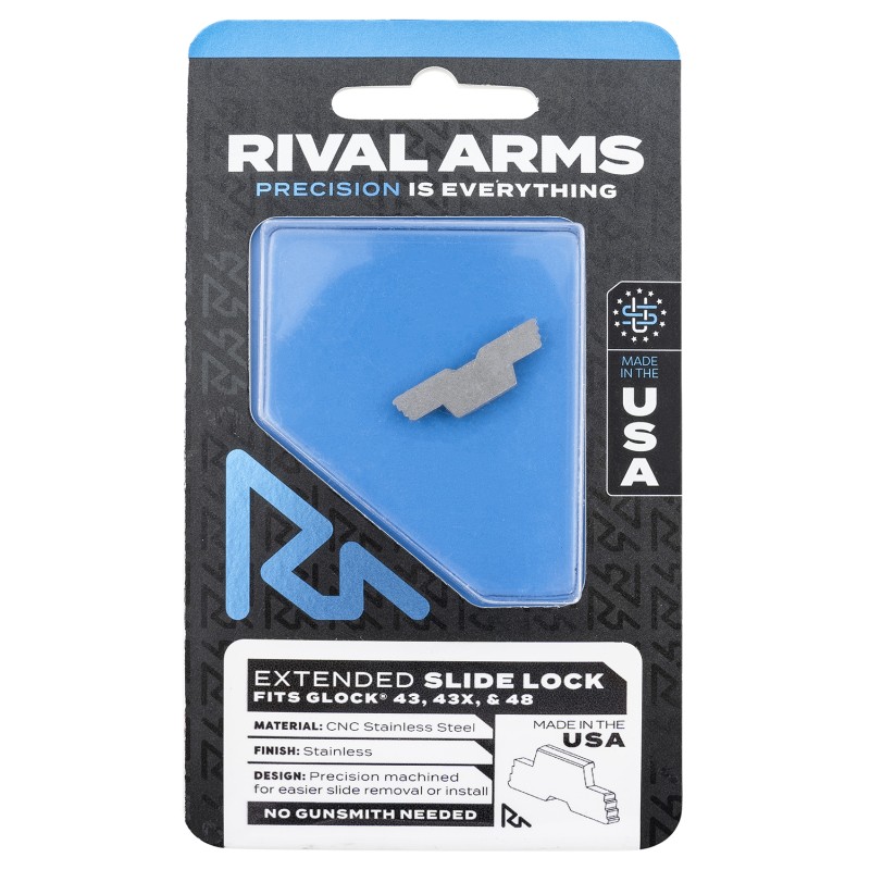 Rival Arms RARA80G003D Slide Lock  Extended Polished Stainless for Glock 43 43X 48