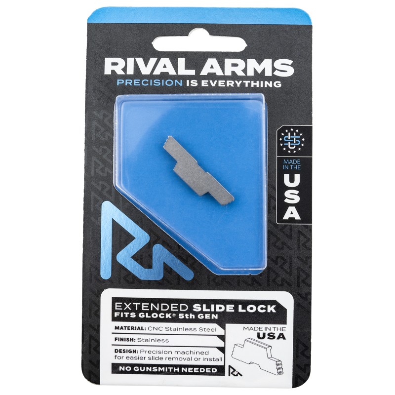 Rival Arms RARA80G002D Slide Lock  Extended Polished Stainless for Glock 34 17 19 Gen5