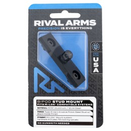 Rival Arms RARA92M3B Bipod Stud Mount  Black Oxide 6061T6 Aluminum with Black Anodized 12L14 Steel Stud compatible with MLOK Mou