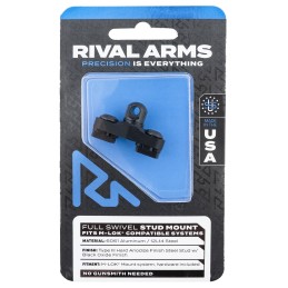 Rival Arms RARA92M1B Full Swivel Stud Mount  Black 6061T6 Aluminum with Black Anodized 12L14 Steel Stud for MLOK Mount System