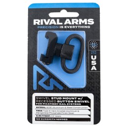 Rival Arms RARA92P2A Swivel Stud Mount  with Black Manganese Phosphate 1.5 Recessed Button Steel Swivel compatible with Picatinn