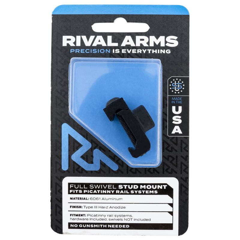 Rival Arms RARA92M2B Full Swivel Stud Mount  Black Anodized 6061T6 Aluminum compatible with Picatinny Rail Swivel Not Included