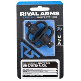 Rival Arms RARA92S2A HD Swivel Set  Black Manganese Phosphate Steel with 1.5 Loops  Recessed Button