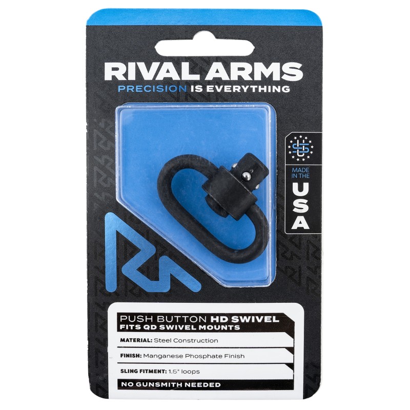 Rival Arms RARA92S1B HD Swivel  Black Manganese Phosphate Steel with 1.25 Loop  Push Button