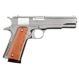 Rock Island 51433 GI Standard FS 45 ACP Caliber with 5 Barrel 81 Capacity Overall Polished Nickel Finish Steel Beavertail Frame 