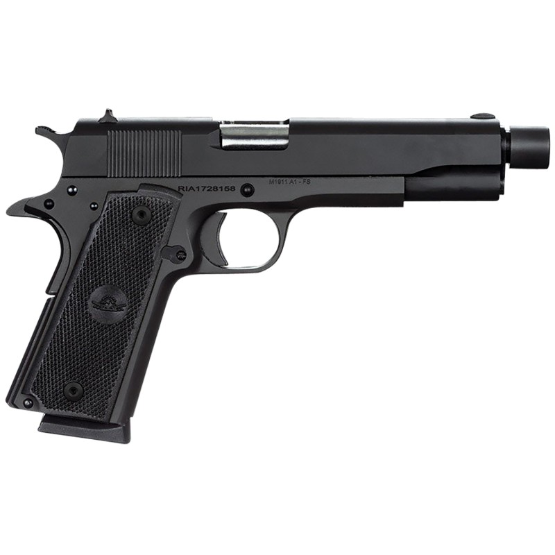 Rock Island 51473 GI Standard FS 45 ACP Caliber with 5 Barrel 81 Capacity Overall Black Parkerized Finish Steel Beavertail Frame