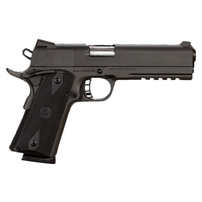 Rock Island 51484 Tac Standard FS 45 ACP Caliber with 5 Barrel 81 Capacity Overall Black Parkerized Finish Steel Picatinny RailB