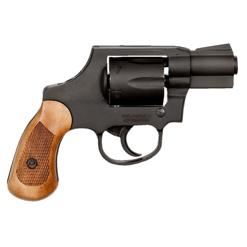 Rock Island 51280 M206  Small Frame 38 Special 6 Shot 2 Black Parkerized Steel Barrel Cylinder  Frame Checkered Wood Grip Transf