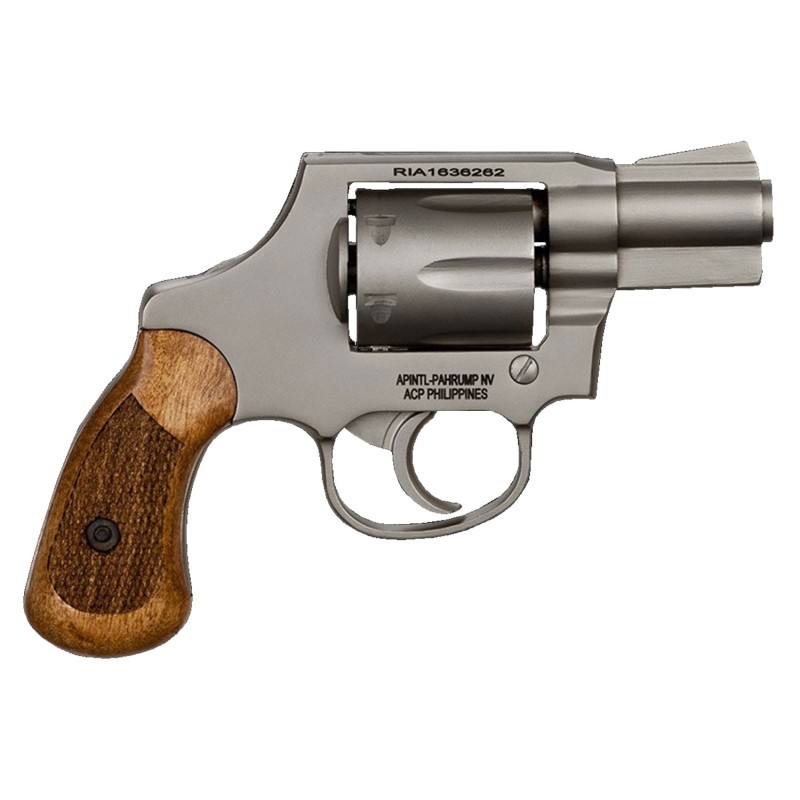 Rock Island 51289 M206  Small Frame 38 Special 6 Shot 2 Matte Nickel Steel Barrel Cylinder  Frame Checkered Wood Grip Transfer B