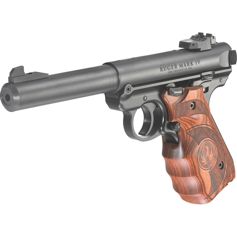 Ruger 40159 Mark IV Target 22 LR 101 5.50 Blued Steel Bull Barrel Slide  Frame Target Laminate wFinger Grooves Grips