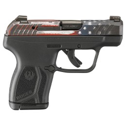 Ruger 13745 LCP Max  Compact 380 ACP 101 2.80 Black Oxide Steel Barrel American Flag Cerakote Serrated Slide Black Polymer Frame