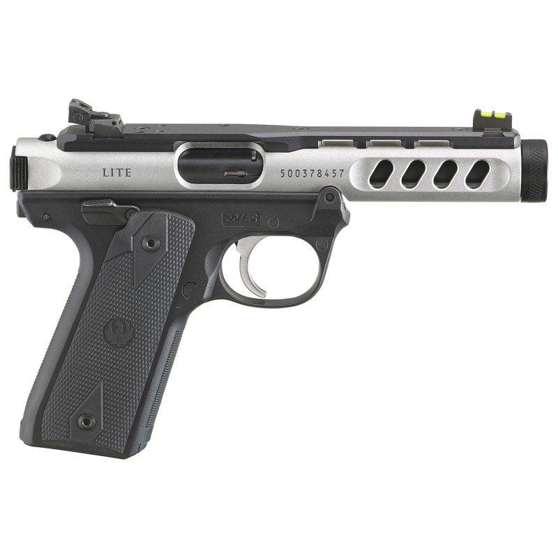 Ruger 43949 Mark IV 2245 Lite 22 LR 101 4.40 Stainless Steel Threaded Barrel BlackStainless Anodized Optic ReadySerratedVentilat