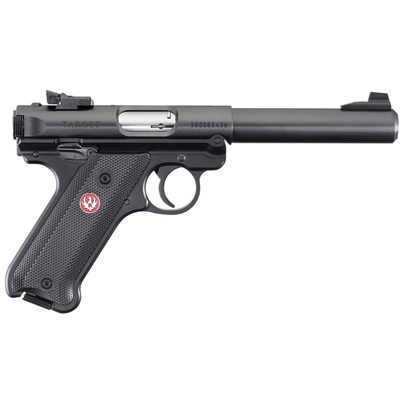 Ruger 40183 Mark IV Target CA Compliant 22 LR 101 5.50 Blued Bull Barrel Blued Steel Slide Black Checkered Polymer Grip