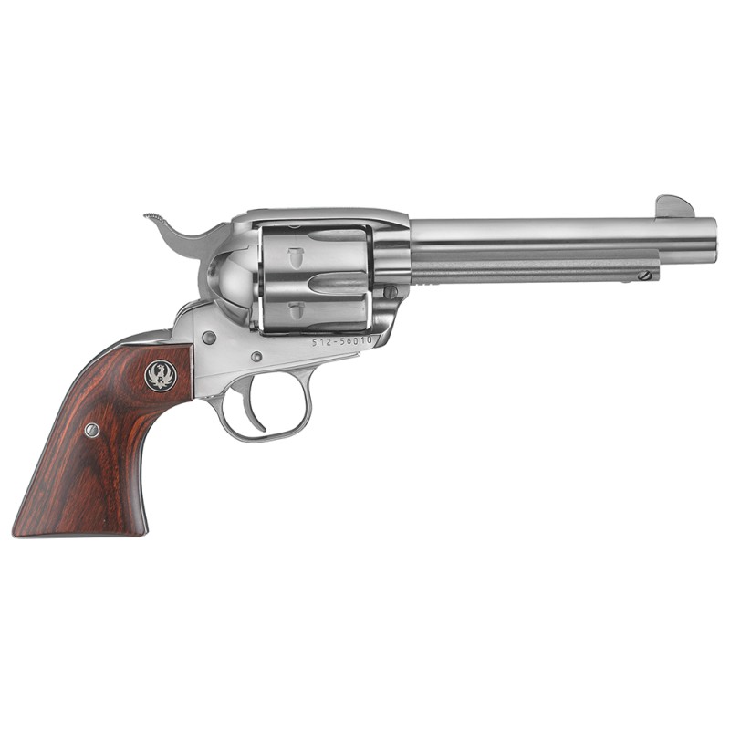 Ruger 5104 Vaquero  45 Colt LC 5.50 Barrel 6rd  Cylinder High Gloss Stainless Steel Hardwood Grip Transfer Bar Safety