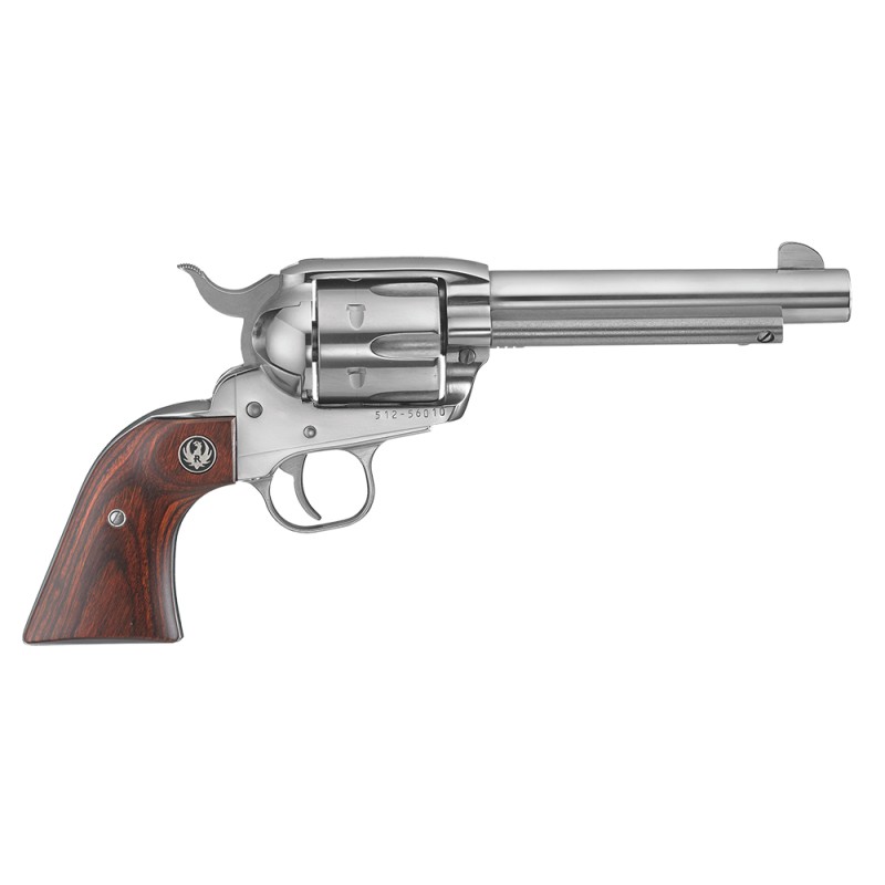 Ruger 5108 Vaquero  357 Mag  5.50 Barrel 6rd  Cylinder High Gloss Stainless Steel Hardwood Grip Transfer Bar Safety