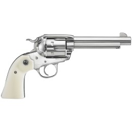 Ruger 5129 Vaquero  45 Colt LC  5.50 Barrel 6rd  Cylinder High Gloss Stainless Steel BisleyStyle Hammer Simulated Ivory Grip Tra