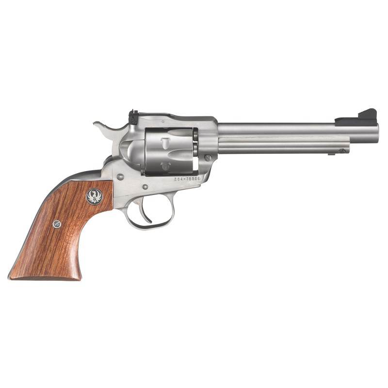 Ruger 0625 SingleSix Convertible 22 LR or 22 WMR  5.50 Barrel 6rd Cylinder Satin Stainless Steel Hardwood Grip Adjustable Rear S