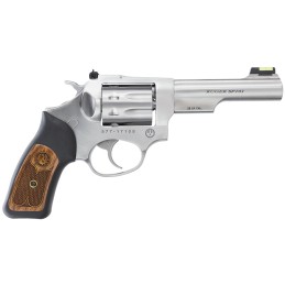 Ruger 5765 SP101  22 LR  4.20 Barrel 8rd TripleLocking Cylinder Satin Stainless Steel Cushioned Rubber With Engraved Wood Insert