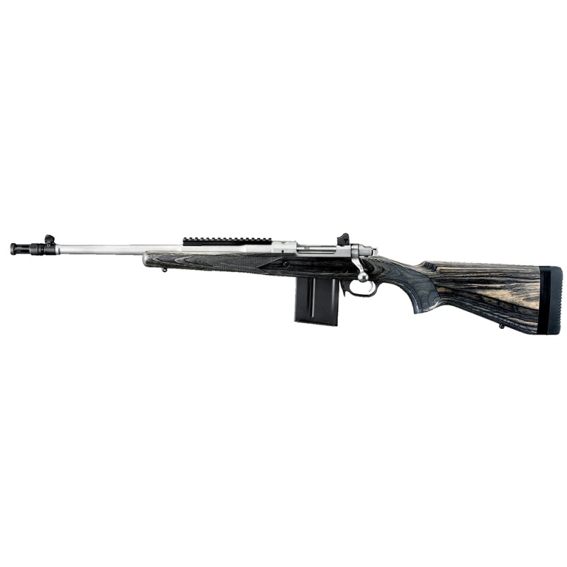 Ruger 6821 Scout  308 Win 101 18 Barrel With Flash Suppressor Matte Stainless Steel Black Laminate Stock Left Hand Optics Ready