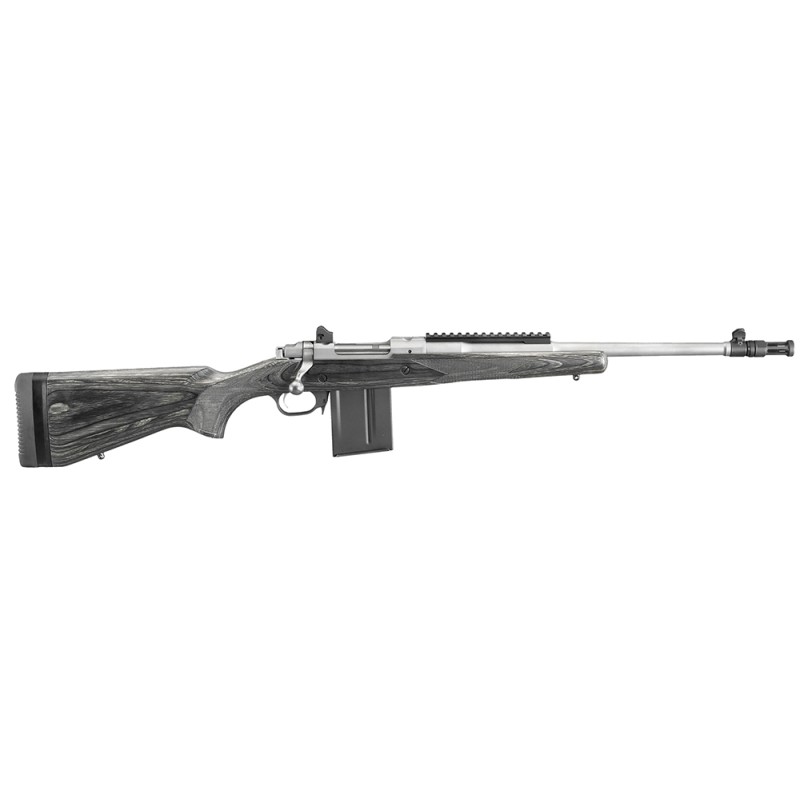 Ruger 6822 Scout  308 Win 101 18 Barrel With Flash Suppressor Matte Stainless Steel Black Laminate Stock Optics Ready