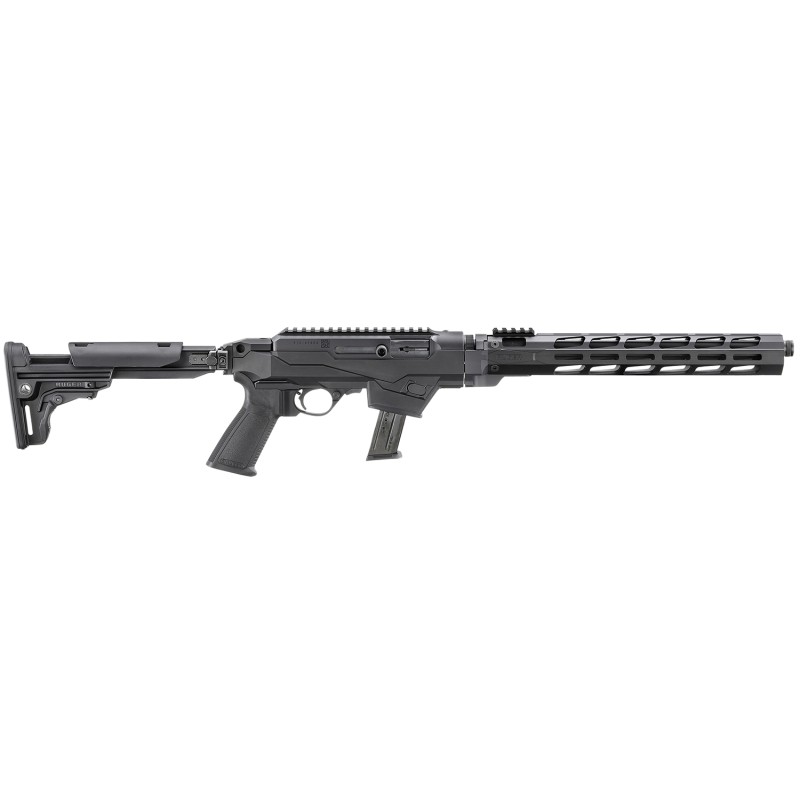 Ruger 19140 PC Carbine  9mm Luger 171 16.12 ThreadedFluted Barrel Black Reversible Folding Stock MLOK Handguard Optics Mount