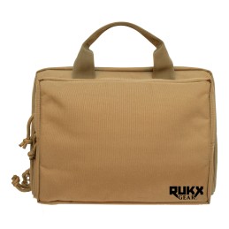 Rukx Gear ATICTDPCT Double Pistol  Water Resistant Tan 600D Polyester with Ammo  Range Tool Compartments NonRust Zippers  Conven