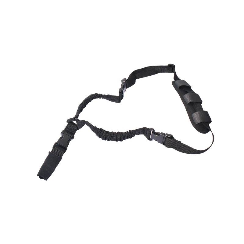 Rukx Gear ATICT1PSB Tactical Single Point Sling 1.25 Wide Adjustable Bungee made of Black Nylon with Foam Padding  Side Release 