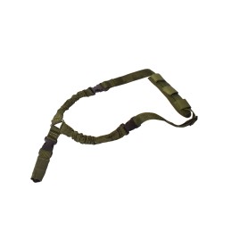 Rukx Gear ATICT1PSG Tactical Single Point Sling 1.25 Wide Adjustable Bungee made of Green Nylon with Foam Padding  Side Release 