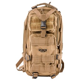 Rukx Gear ATICT1DT Tactical 1 Day Water Resistant Tan 600D Polyester with Molle Webbing NonRust Zippers Hook  Loop Panel 5 Stora