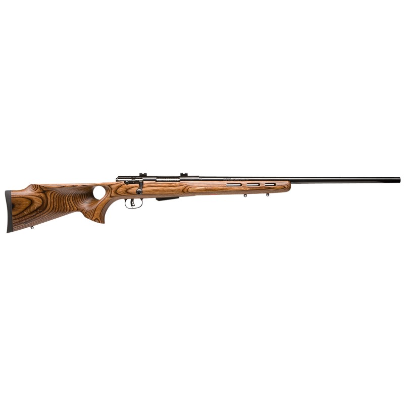 Savage Arms 19142 25 Lightweight VarminterT 222 Rem 41 Cap 24 Matte Black RecBarrel Natural Brown Laminate Fixed Thumbhole Stock