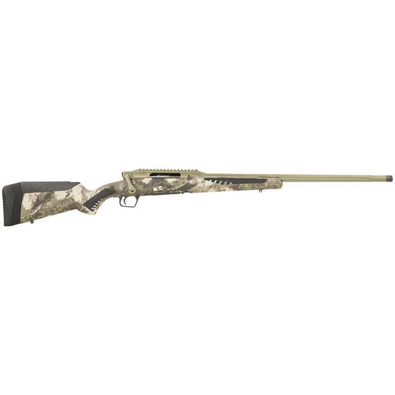 Savage Arms 58023 Impulse Big Game 243 Win 41 22 Threaded Hazel Green BarrelRec Woodland Camo AccuStock with AccuFit Includes De