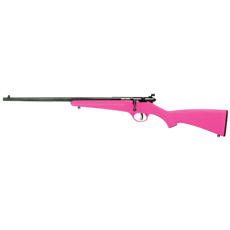 Savage Arms 13844 Rascal  22 LR Caliber with 1rd Capacity 16.12 Barrel Matte Blued Metal Finish  Pink Synthetic Stock Left Hand 