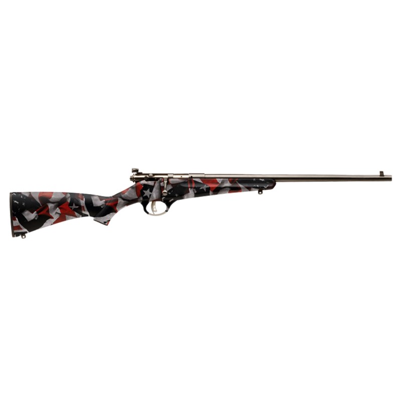 Savage Arms 13801 Rascal  22 LR Caliber with 1rd Capacity 16.12 Barrel Matte Blued Metal Finish  American Flag Synthetic Stock R