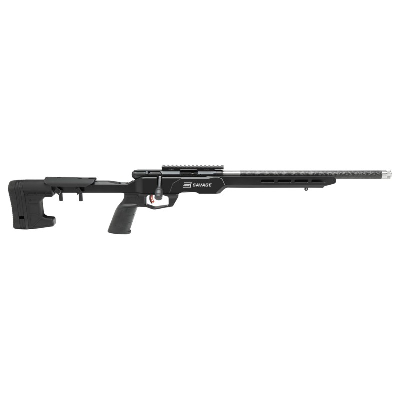 Savage Arms 70256 B22 Precision Lite Bolt 22 LR 18 Carbon Fiber Wrapped Barrel 101 Black Rec Black Adjustable MDT Aluminum Chass