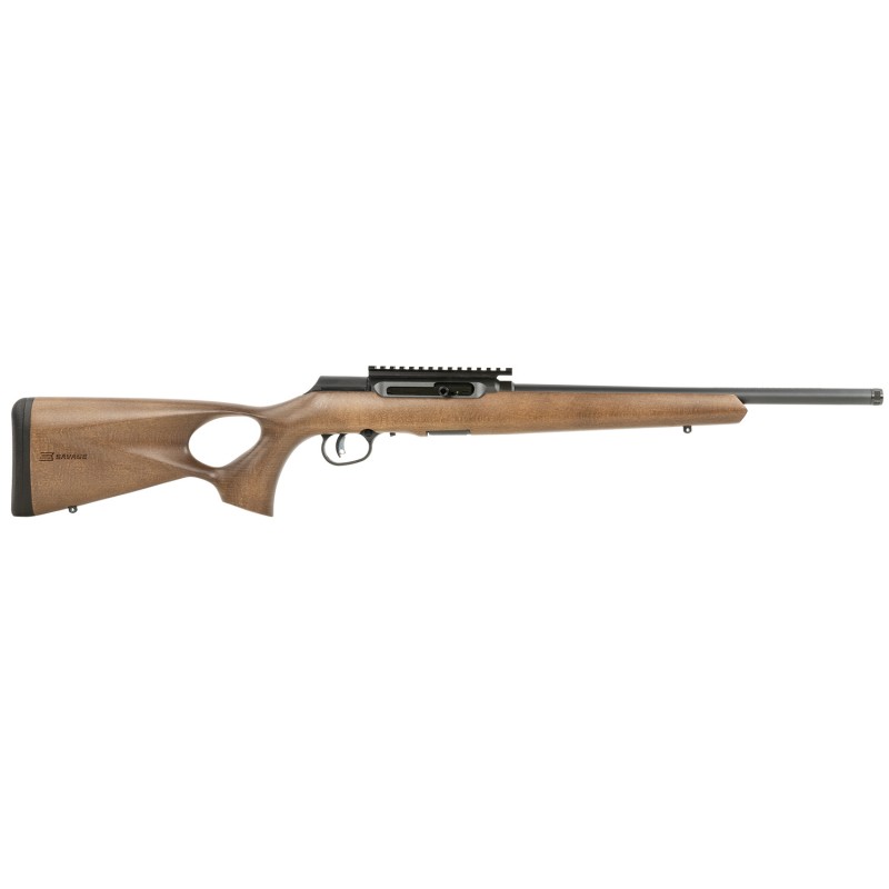 Savage Arms 47247 A Series Timber 22 LR 101 18 Black Threaded Barrel Black Picatinny Rail Steel Receiver Woodgrain Fixed Thumbho