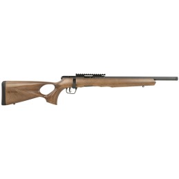 Savage Arms 70217 B Series Timber 22 LR 101 18 Black Threaded Barrel Black Picatinny Rail Steel Receiver Woodgrain Fixed Thumbho