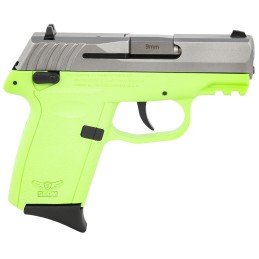 SCCY Industries CPX1TTLGG3 CPX1 Gen3 9mm Luger 101 3.10 Lime Green Polymer wPicatinny Rail Serrated SS Slide Lime Green Polymer 