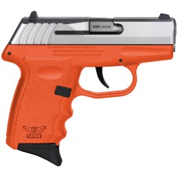 SCCY Industries CPX3TTOR CPX3  SubCompact Frame 380 ACP 101 3.10 Stainless Quadlock Barrel Serrated Stainless Steel Slide Orange