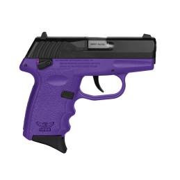 SCCY Industries CPX4CBPU CPX4  380 ACP 101 2.96 Purple Polymer Serrated Black Nitride SS Slide Finger Grooved Purple Polymer Gri