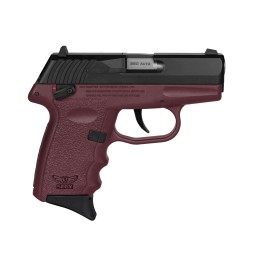 SCCY Industries CPX4CBCR CPX4  380 ACP 101 2.96 Crimson Red Polymer Serrated Black Nitride SS Slide Finger Grooved Crimson Red P