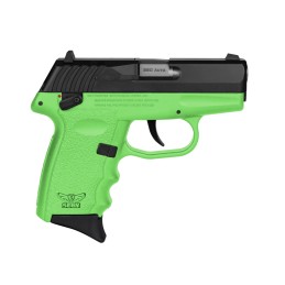 SCCY Industries CPX4CBLG CPX4  380 ACP 101 2.96 Lime Green Polymer Serrated Black Nitride SS Slide Finger Grooved Lime Green Pol