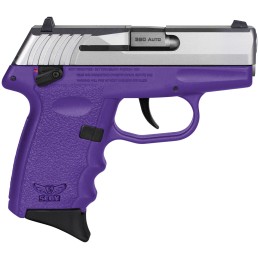 SCCY Industries CPX4TTPU CPX4  380 ACP 101 2.96 Purple Polymer Serrated SS Slide Finger Grooved Purple Polymer Grip