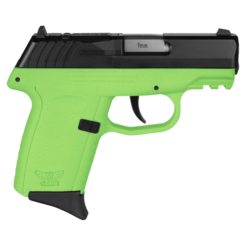 SCCY Industries CPX2CBLGRDRG3 CPX2 Gen3 RD 9mm Luger 101 3.10 Lime Green Polymer wPicatinny Rail Serrated Black Nitride SS Slide