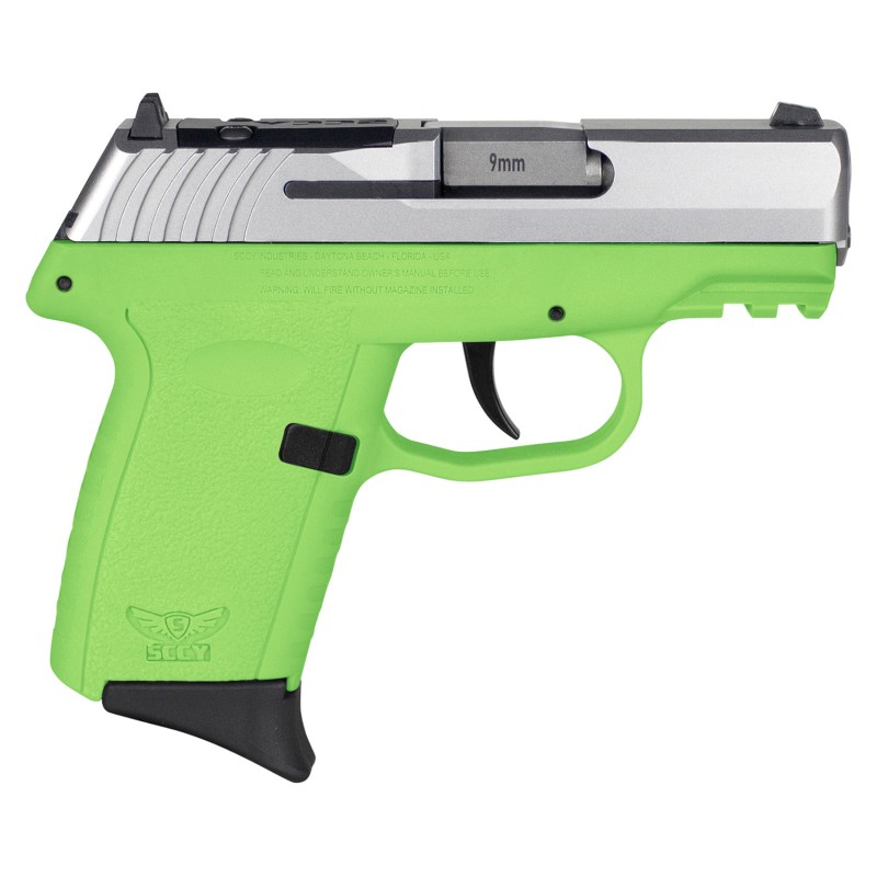 SCCY Industries CPX2TTLGRDRG3 CPX2 Gen3 RD 9mm Luger 101 3.10 Lime Green Polymer wPicatinny Rail Serrated Stainless Steel Slide 