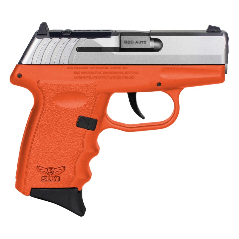 SCCY Industries CPX3TTORRDRG3 CPX3 RD 380 ACP 101 2.96 Orange PolymerSerrated Stainless Steel SlideFinger Grooved Orange Polymer