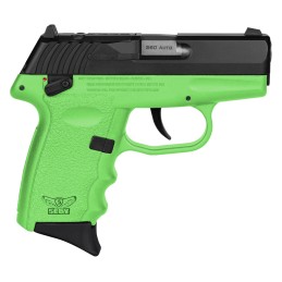 SCCY Industries CPX4CBLGRDRG3 CPX4 RD 380 ACP 101 2.96 Lime Green PolymerSerrated Black Nitride Stainless Steel SlideFinger Groo