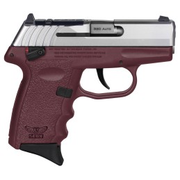 SCCY Industries CPX4TTCRRDRG3 CPX4 RD 380 ACP 101 2.96 Crimson Red PolymerSerrated Stainless Steel SlideFinger Grooved Crimson R