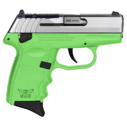 SCCY Industries CPX4TTLGRDRG3 CPX4 RD 380 ACP 101 2.96 Lime Green PolymerSerrated Stainless Steel SlideFinger Grooved Lime Green